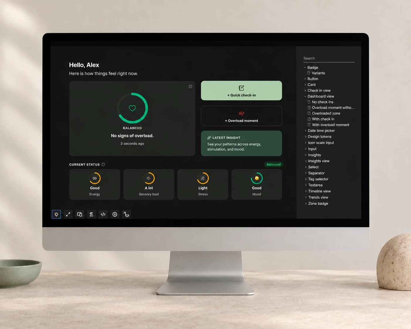 Ladle met de componentenbibliotheek van Vireo: het dashboard met losse stories per component en state